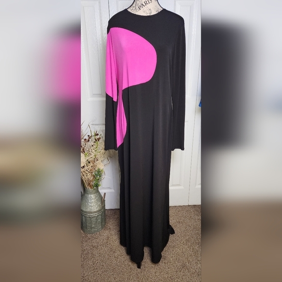Topshop Women's Pink and Black Color block Swirl Jersey Maxi Dres… - Picture 3 of 11